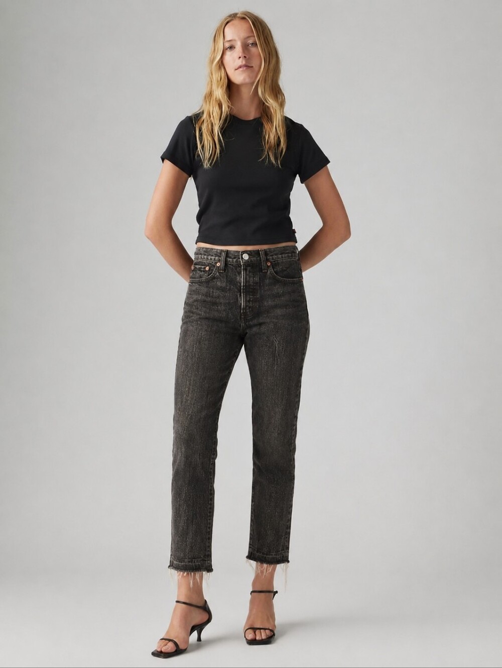 ❤️ LEVI'S HIGH RISE WEDGIE STRAIGHT JEANS, RELEASED HEM, WASHED BLACK, 4 (27)